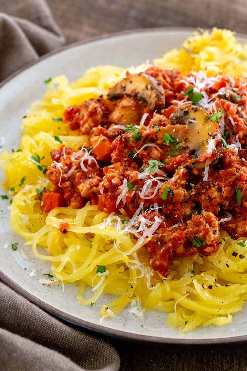 Turkey Bolognese with Roasted Spaghetti Squash