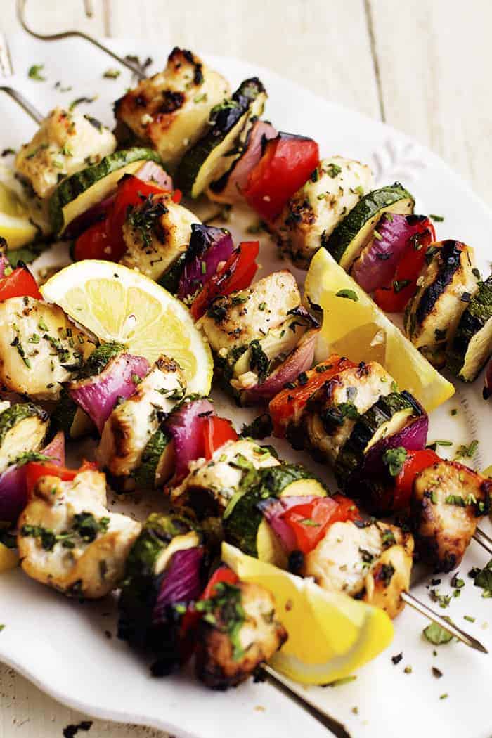 Herbed Lemon Garlic Chicken Skewers