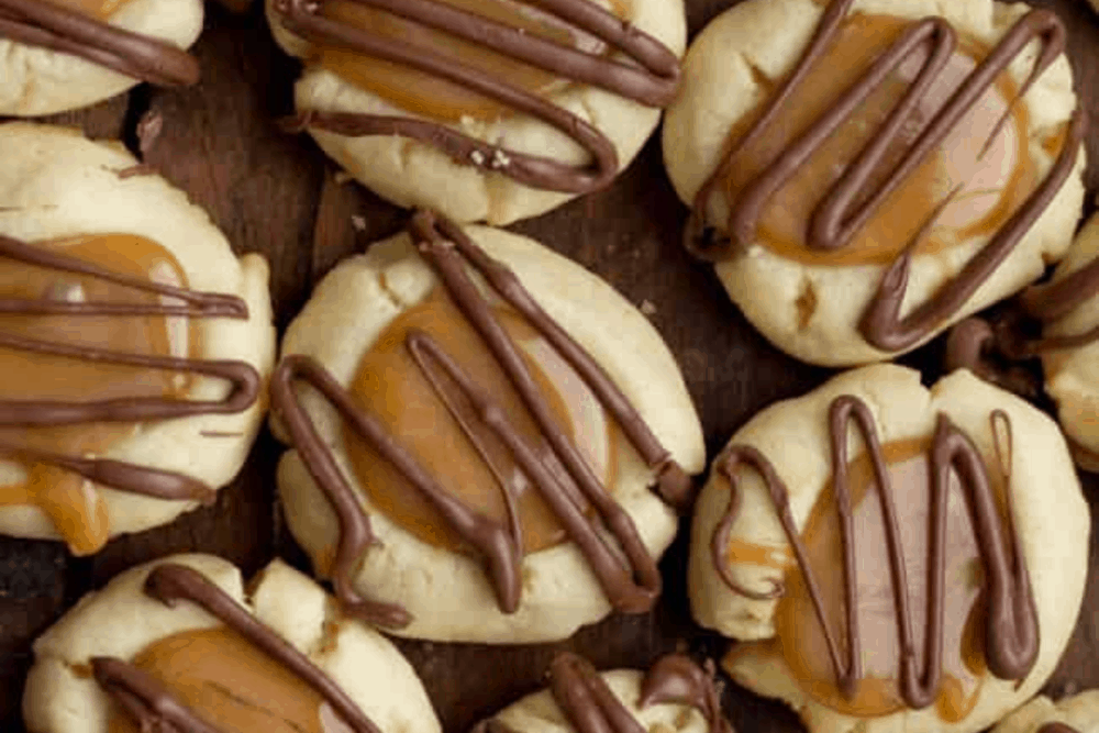 Twix Thumbprint Cookies