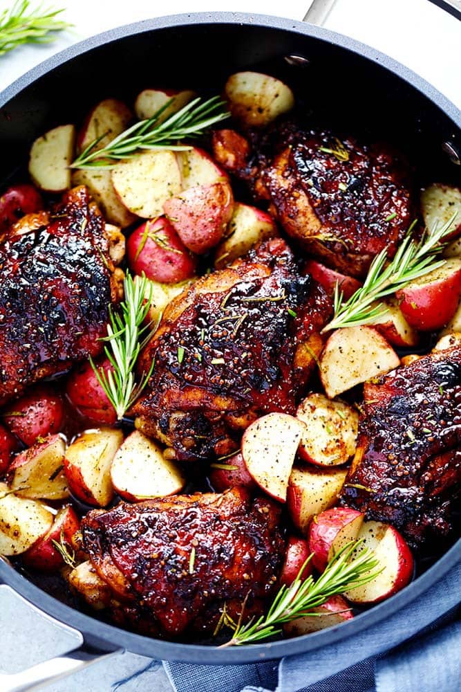 Glazed Honey Balsamic Chicken with Potatoes