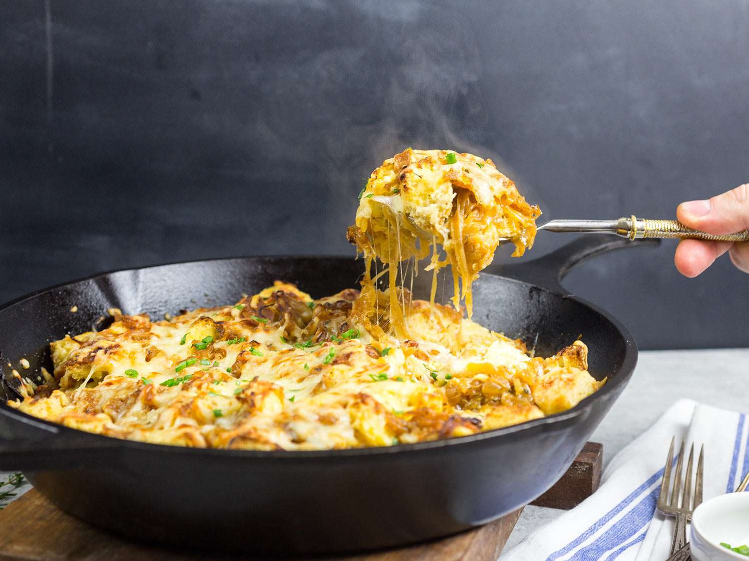 French Onion Strata (Savory Bread Pudding) Recipe